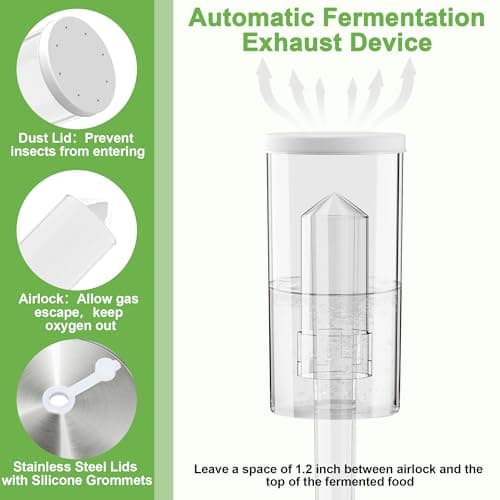 VSAPRDT Fermentation Kit for Wide Mouth Mason fermentation Jar,pickling/sauerkraut kit with 4 Glass Fermentation Weights,4 Fermenting Lids,4 airlocks,5 Silicone Rings,5 Silicone Grommet （ No Jars ）