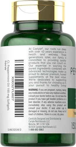 Carlyle Peppermint Oil Capsules | 150 Softgels | Herbal Supplement | Non-GMO, Gluten Free