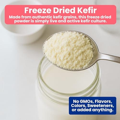 Authentic Kefir Starter | Freeze Dried Kefir Culture to Easily Make Real Kefir at Home | 2.1 Billion CFU/mL & Enhanced Calcium | Makes up to 12 Quarts of Probiotic Yogurt