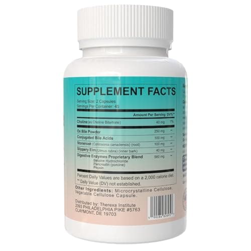 Ox Bile Supplements for No Gallbladder - Ox Bile Digestive enzymes, Purified Bile Salts, Gallbladder Supplements Complex Formula, 90 Capsules