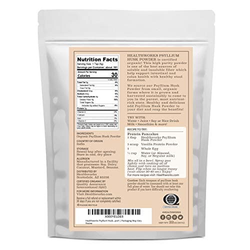 Healthworks Superfoods Organic Psyllium Husk Powder - 32 Oz / 2 Lbs - Raw - Certified Organic - Finely Ground Powder from India - Keto, Vegan & Non-GMO - Fiber Support
