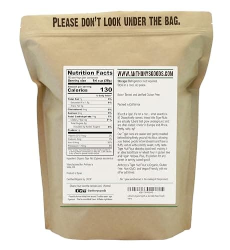 Anthony's Organic Tiger Nut Flour, 1 lb, Gluten Free, Non GMO, Paleo Friendly