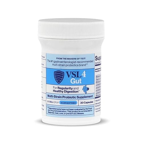 VSL4® Gut Daily Probiotics for Gut Health - 30B CFUs, Multi-Strain Digestive Support for Women & Men, Promotes Gut Balance & Regularity, Potent, Shelf-Stable Probiotic Supplement, 30 Capsules