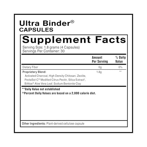 Quicksilver Scientific Ultra Binder - Multi Toxin Binder with Bentonite Clay Powder, Zeolite Detox & Charcoal - Supplement for Gut Support & The Body's Toxin Removal Process (120 Capsules)