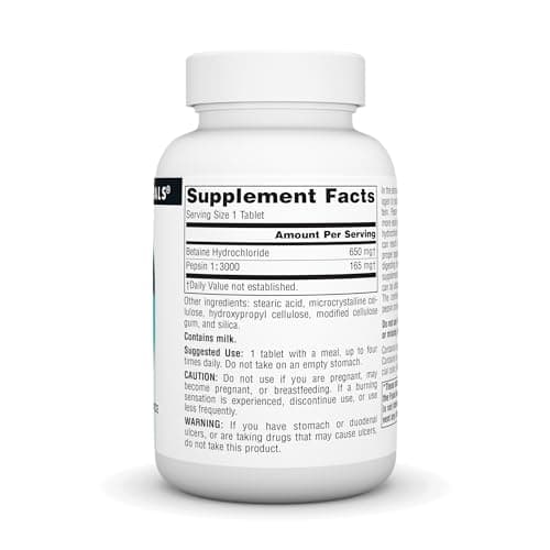 Source Naturals Betaine HCL 650mg, Inc. 90 Tabs