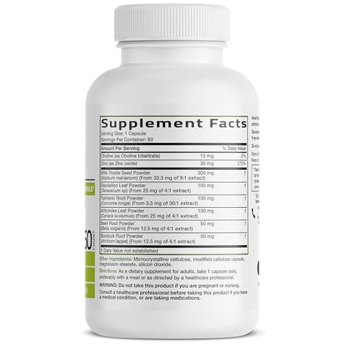 Bronson Liver Detox Advanced Detox & Cleansing Formula Supports Health Liver Function with Milk Thistle, Dandelion Extract, Turmeric, Artichoke Leaf & More, Non-GMO, 60 Vegetarian Capsules