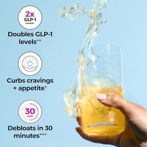 Flatter Me Fiber GLP-1 Booster – Fiber Supplement for Women & Men, Prebiotics & Enzymes for Weight Support, Reduce Bloating, Double GLP-1 Levels, Digestive & Gut Health (10 Servings)