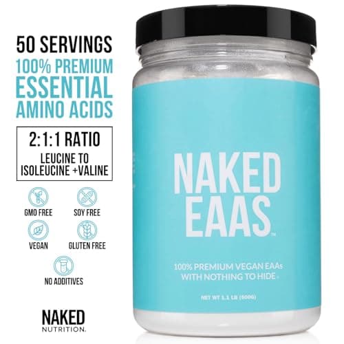 NAKED EAAs Amino Acids Powder - 50 Servings - Vegan Unflavored Essential Amino Acids 500 Grams - Instantized All Natural EAAs Powder Supplement