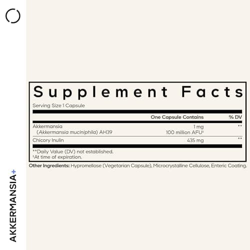 Codeage Akkermansia Muciniphila Probiotic Supplement - 3-Month Supply of Akkermansia & Chicory Inulin - Daily Synbiotic Probiotic Chicory Root - 100 Million AFUs - Gluten-Free - 90 Capsules