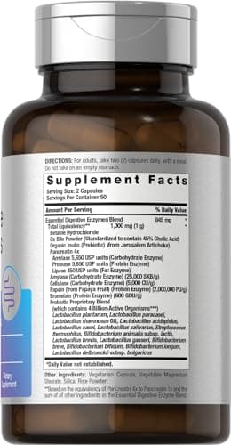 Horbäach Essential Digestive Enzymes | 100 Capsules | Enzyme Blend for Men & Women | Non-GMO & Gluten Free Supplement