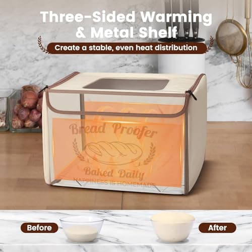 GIYUDOT Folding Bread Proofing Box with 50-113℉ Temp Control & 48H Timer, Dough Proofer with Metal Rack, Humidor, Recipes, Ideal for Sourdough, Bread Baking, Pizza, Yogurt, Kombucha, Precise Control