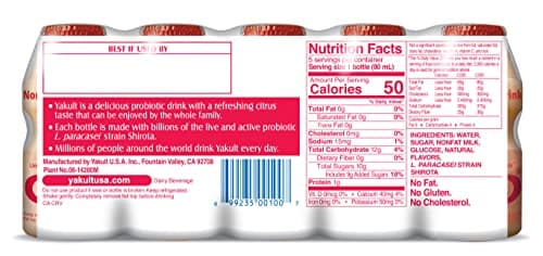 Yakult Probiotic Drink Original, 2.7 fl oz Bottle, Pack of 5