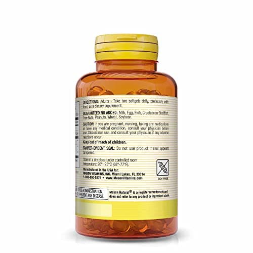 MASON NATURAL Evening Primrose Oil 1000 mg, Hormonal Balance & Skin Support for Women, Rich in Omega,6 GLA & LA, PMS & Menopause Relief Supplement, 60 Softgels