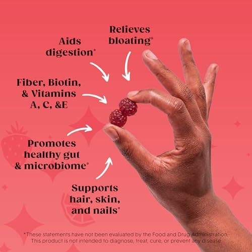 Bellway Super Fiber Gummies + Beauty – Sugar Free Fiber Supplement with Biotin & Vitamins A C E – Supports Digestive Health, Skin, Hair & Nails - 60 Count