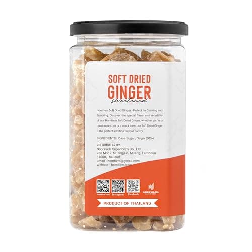 Homtiem Dried Crystallized Ginger(16 Ounce)Soft, Chews and Candied Delicious Gingers,No Artificial Colors, Easy to eat, keep and use, Real ginger candied pieces,All-Natural and Preservative-Free(1 LB)