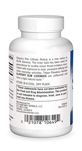 Planetary Herbals Slippery Elm Lozenges, Herbal Throat Support, 100 Lozenge