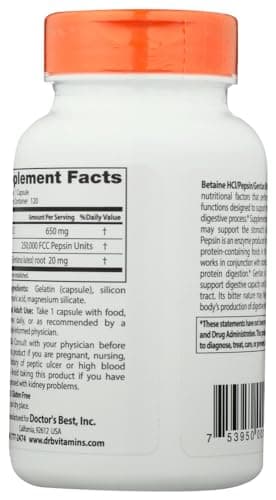 Doctor's Best, Betaine HCL Pepsin & Gentian Bitters