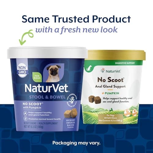 NaturVet - No Scoot for Dogs - 60 Soft Chews - Plus Pumpkin - Supports Healthy Anal Gland & Bowel Function - Enhanced with Beet Pulp & Psyllium Husk