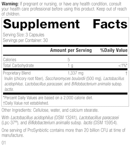Standard Process ProSynbiotic - Whole Food Bowel, Immune Support, Digestion and Digestive Health with Bifidobacterium, Chicory Root, Lactobacillus Acidophilus, and Inulin - Vegetarian - 90 Capsules