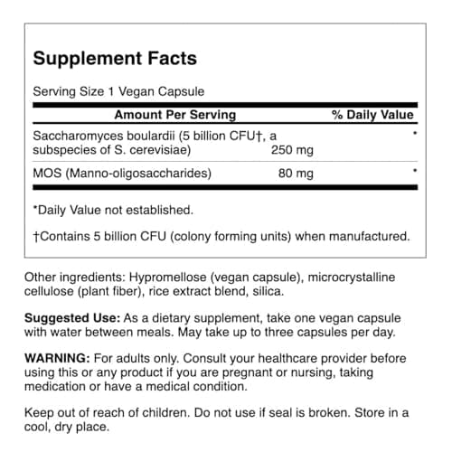 Swanson Saccharomyces Boulardii 5 Billion Cfu 30 Veg Capsules