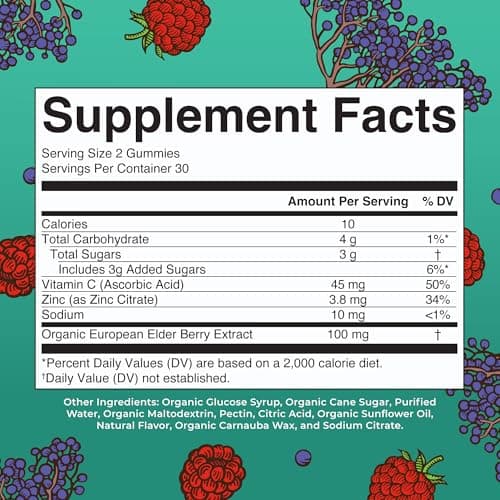 MaryRuth Organics Kids Immune Support Gummies | USDA Organic | Vitamin C, Zinc, and Elderberry Gummies for Kids| Immune Support for Ages 4+ | Vegan | Non-GMO | Gluten Free | 60 Count
