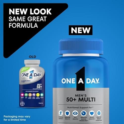 One A Day Men’s 50+ Healthy Advantage Multivitamin, Multivitamin for Men with Vitamins A, C, E, B6, B12, Calcium and Vitamin D, Tablet, 200 Count (Pack of 1)