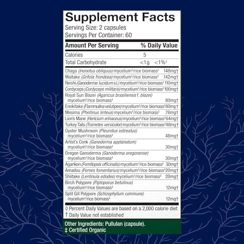 Host Defense MyCommunity Capsules - 17 Species Blend Mushroom Supplement for Immune Support - Herbal Aid with Lion's Mane, Reishi. Chaga, Cordyceps, Turkey Tail & More - 120 Capsules
