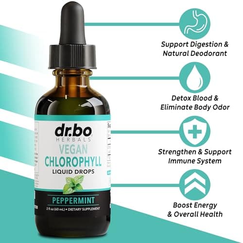 Chlorophyll Liquid Drops Body Detox - Vegan Liquid Chlorophyll Drops Odor Cleanse Supplement, Energy & Immune Support, Internal Deodorant, Body Deodorizing Supplement - Natural Deodorant Water 2 oz
