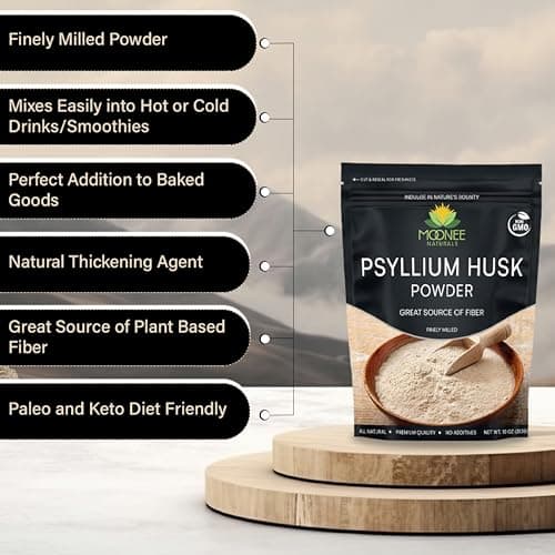 Moonee Naturals Psyllium Husk Powder (10 OZ), Gluten Free, Non GMO, Finely Ground, Keto Friendly (10 Ounce (70 Servings))