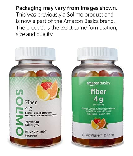 Amazon Basics Soft Fiber Gummies for Digestive Health and Regularity, Orange, Lemon & Strawberry Flavors, 90 Count, Pack of 1 (Previously Solimo)