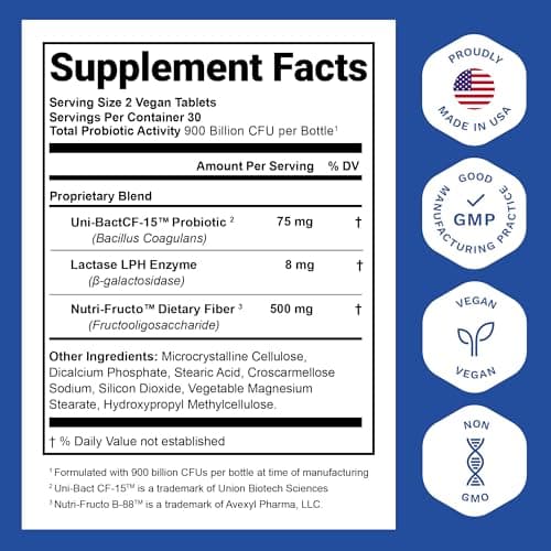 Nutrition Essentials Probiotics for Women and Men - with Lactase Enzyme and Prebiotic Fiber for Digestive Health - 80 Percent + More Potent Supplement for Gut Health Support - Vegan Formula