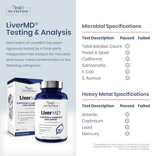 1MD Nutrition LiverMD - Liver Support Supplement | Siliphos Milk Thistle Extract & NAC - Supports Healthy Energy, Immunity & Overall Health - Liver Cleanse & Support | 60 Capsules