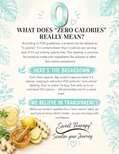 Sweet Therapy Extra strength Ginger Chews Sugar Free - Sugar free ginger candy - Sugar free Candy -Sugar free snacks -Zero sugar candy - Calorie free candy - Double Strength ginger chews
