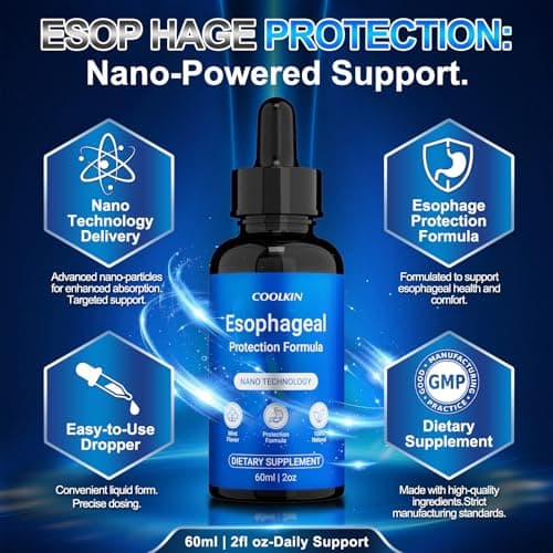 Nano Esophageal Relief Drops - Containing Slippery Elm Bark, Zinc, L-Carnosine, L-Glutamine & Aloe Extract - Non-GMO, Dairy-Free - Soothes Digestive Discomfort, Supports Healthy Throat & Stomach