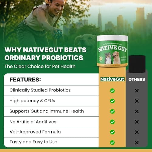 NATIVEGUT Natural Probiotic Supplement for Pets, Supports Digestive Health & Gut Microbiome, 8 Probiotic Strains, Powder Form, 30 Scoops