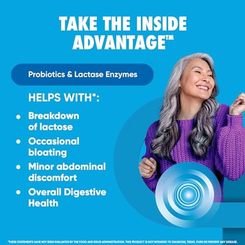 Digestive Advantage Lactose Defense Enzymes + Probiotics for Women & Men Occasional Bloating, Lactose Breakdown, Minor Abdominal Discomfort, Immune Support, 96 Count Capsules