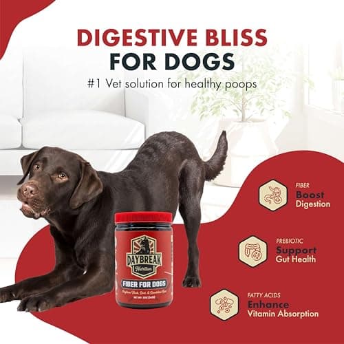 Daybreak Nutrition Fiber for Dogs Psyllium Husk, Beet Root, Dandelion Root, and Prebiotics to Aid in Relief from Diarrhea, Constipation, Anal Gland Issues, and Scoots