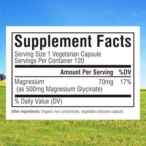 Innate Vitality Magnesium Glycinate 500mg | 70mg Elemental Magnesium Supplement - High Absorption, Non Buffered, Non-GMO & No Gluten - Vegan - Nerve Health - 120 Capsules (Pack of 1)