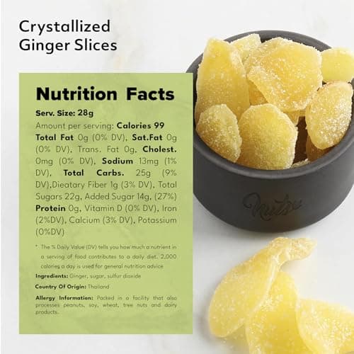 NUTS U.S. - Dried Crystallized Ginger Slices in Resealable Bag (3 LB)