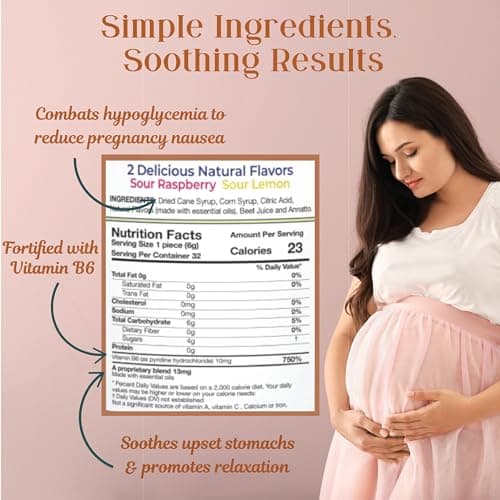 Preggie Pop Drops Plus with Vitamin B6 for Pregnancy Nausea Relief, Morning Sickness Candy with Essential Oils for Pregnant Women – Two Flavors, 32 Count
