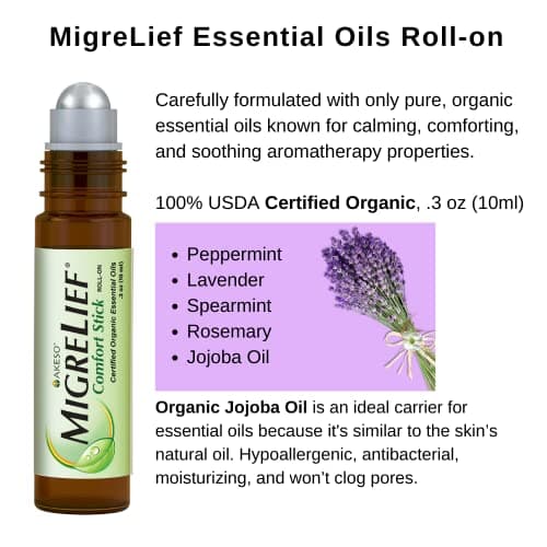 Nutritional Support & Comfort Kit for Migraine Sufferers - MigreLief Original Daily Triple Therapy Formula, Plus MigreLief Comfort Stick Essential Oils Roll-On (10ml) - 1 Month Supply.