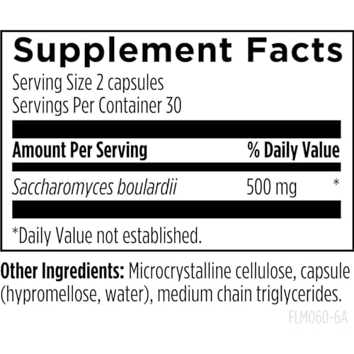Designs for Health FloraMyces 500mg Saccharomyces Boulardii Probiotic - Gut Health Supplements - Shelf-Stable Digestive Probiotics for GI Health - Dairy-Free, Vegan Probiotic (60 Capsules)