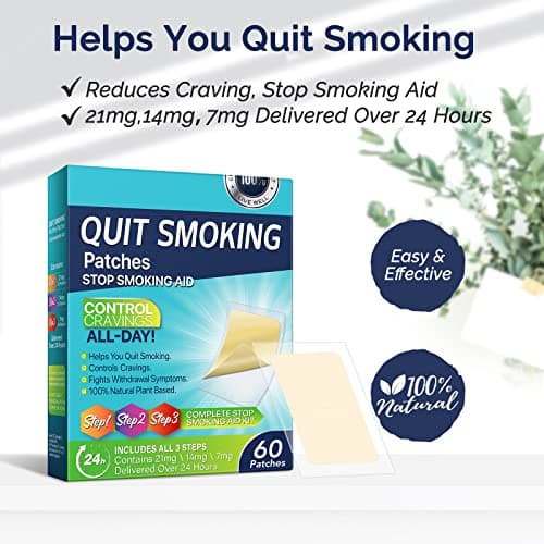 Quit Smoking Patches Step 1 2 3 Stop Smoking Aids Patches, 30 Count Quit Smoking Stickers that Work with 2 Weeks, Anti Smoking Patches 60mg