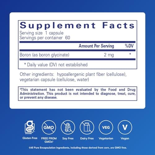 Pure Encapsulations Boron (Glycinate) | Supplement for Hormone Balance, Bone Strength and Health, Connective Tissue, and Nutrient Metabolism* | 60 Capsules