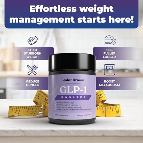 ColonBroom GLP-1 Weight Management Supplement for Women & Men - GLP1 Supports Appetite Control, Energy & Mood Balance - Vegan, Gluten-Free Diet Capsules | 60 Count