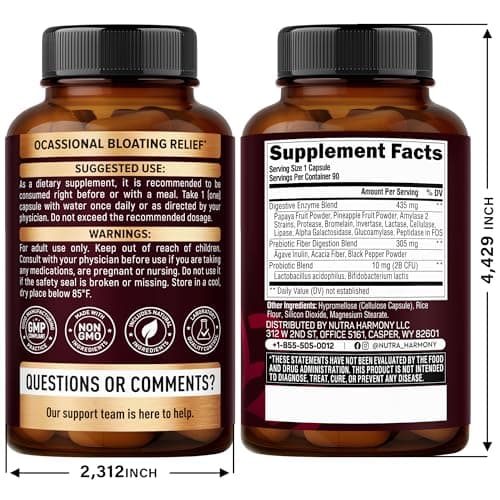 Digestive Enzymes for Women - Multi Digestive Enzymes | Papaya | Bromelain | Probiotic & Prebiotics - Gut & Digestion Support, Bloating Relief - Vegan, Lab Tested - Made in USA - 90 Capsules, One/Day