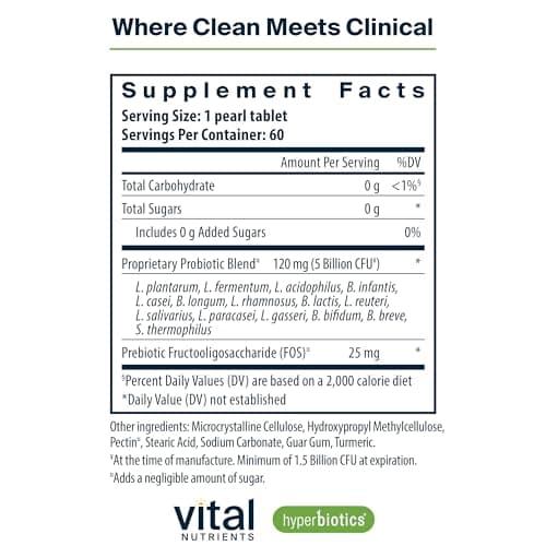 Hyperbiotics Vital Nutrients Pro-15 Prebiotics and Probiotics for Women and Men | 15 Science Backed Strains | Supports Occasional Constipation, Diarrhea, Gas & Bloating | 60 Vegan Time Release Pearls