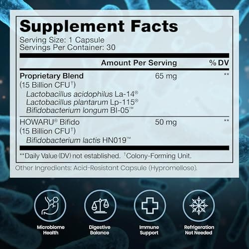 Pure Therapro Rx Power Probiotic Daily - 30 Acid-Resistant Capsules | 4 Proven Strains - 30 Billion CFU/Capsule | Patented Activ-Vial Desiccant Bottle to Ensure Freshness | NO Refrigeration Required