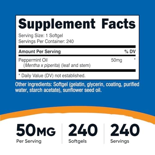 Nutricost Peppermint Oil Softgels (240 SFG) (50 MG) - Gluten Free, Third Party Tested and GMO Free