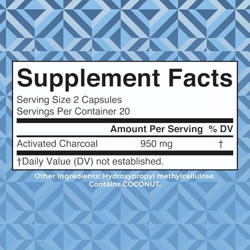 MARYRUTH'S Organics Activated Charcoal Capsules | Substance Adsorption | Derived from Coconut Shells | Vegan Capsules from Pine Trees | Non-GMO | Gluten Free | 40 Count